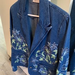 Dress Barn embroidered cotton denim jacket XL
